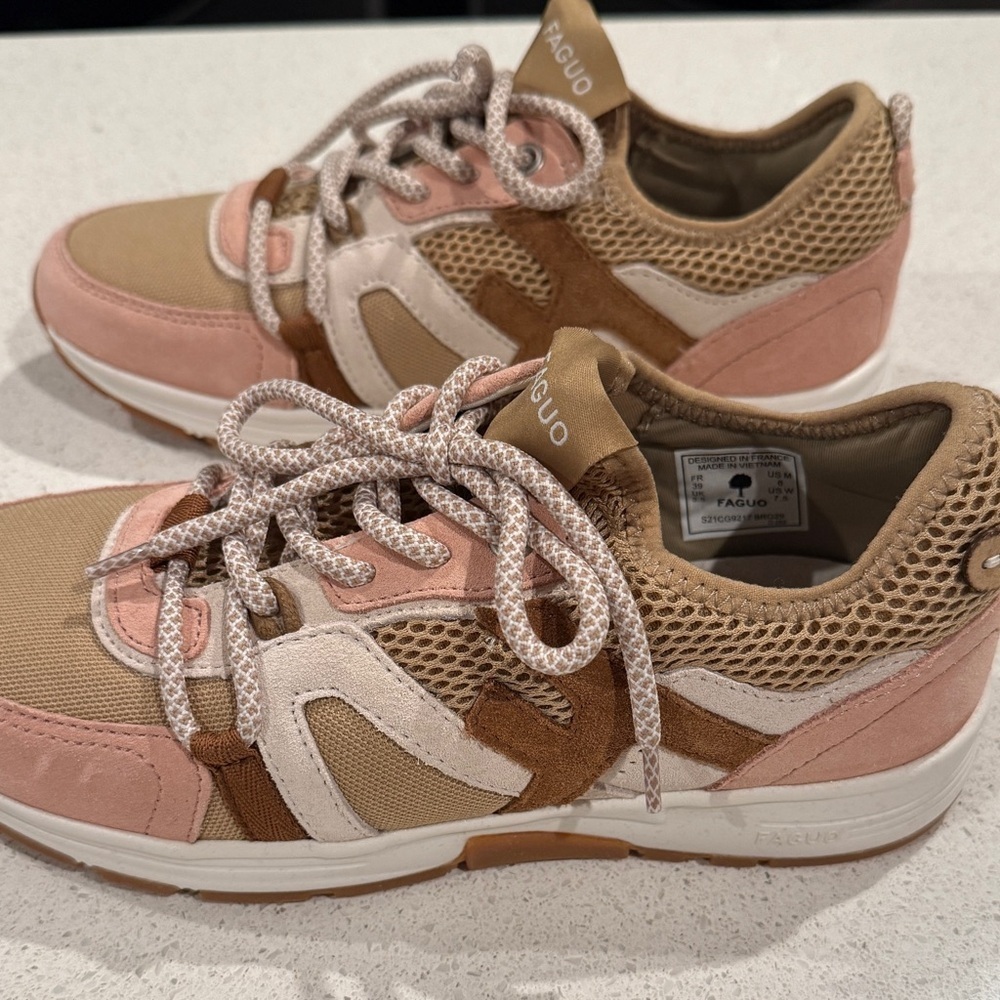 Women's Tan and Pink Sneakers - Picture 5 of 6